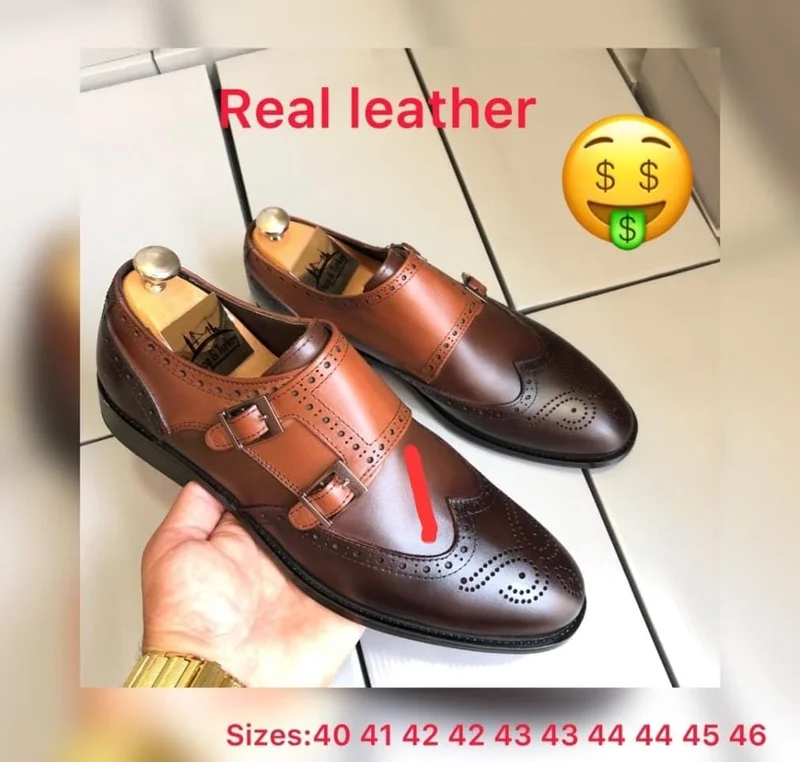 Men Double Monk Oxford leather