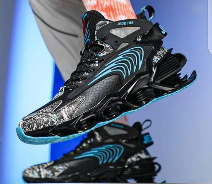 Men Fashion Jeddens Sneakers High-top Casual Breathable Running Shoes Black Blue