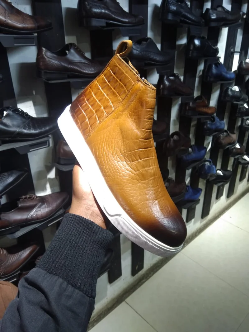 Men's Berluti Mustard Official Casual Leather Laceless Boots