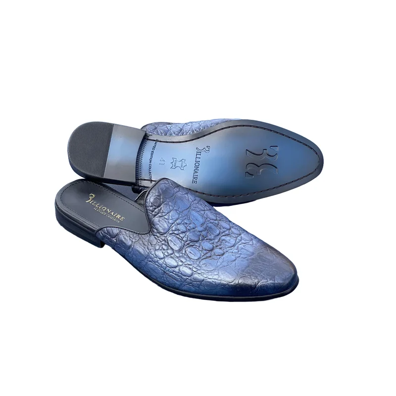 Men's Breathable Men Billionaire Leather Dress Shoes Slip-on Mules-Multicolor