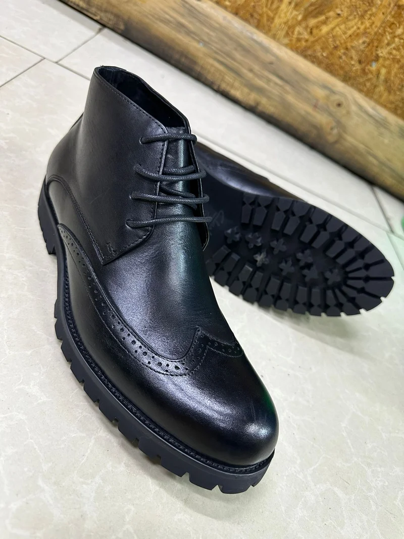 Men's Chelsea Formal Leather Boots-BLACK