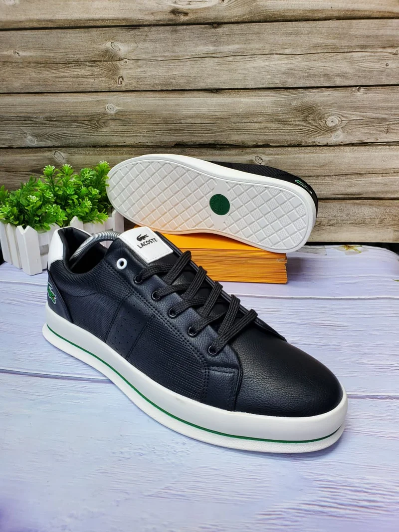 Men's Fashion Lacoste Sneakers -  Black White