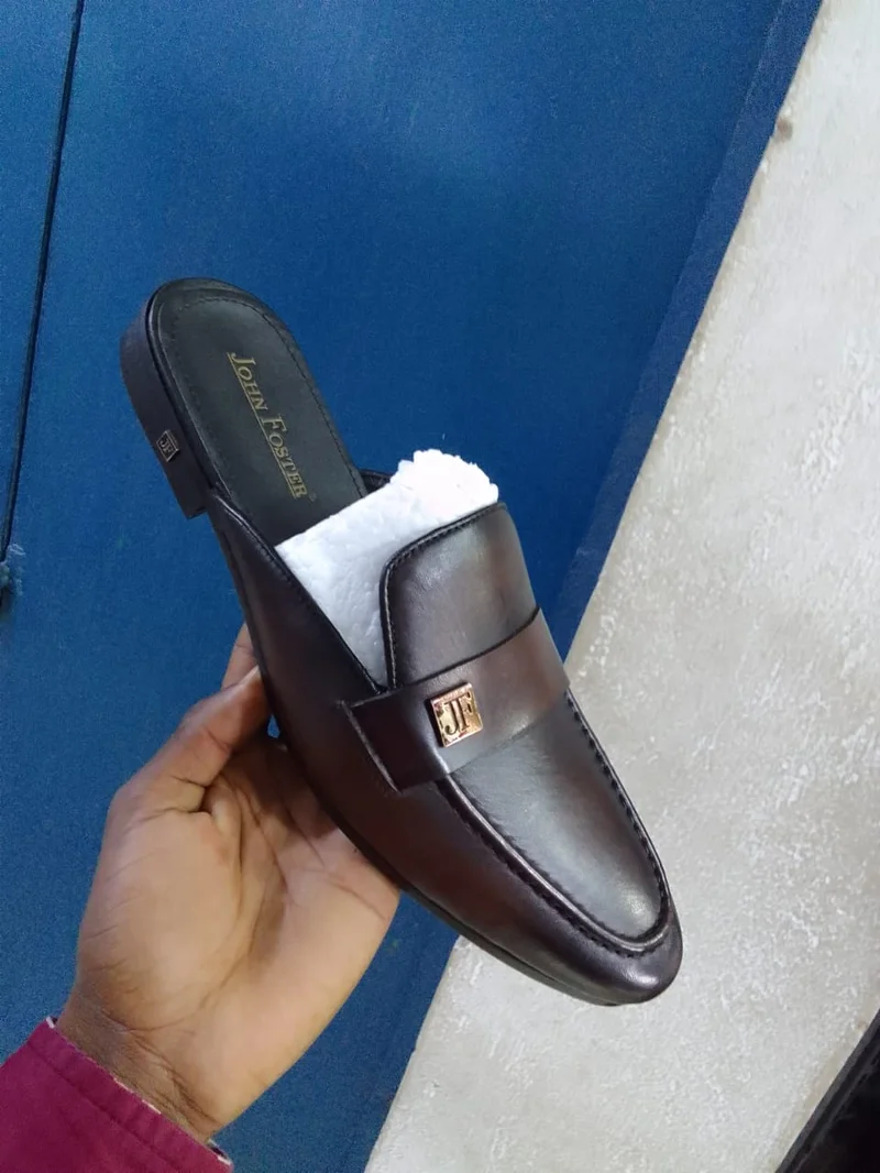 Men's John Foster Dark Brown JF Official Backless Mules Loafers