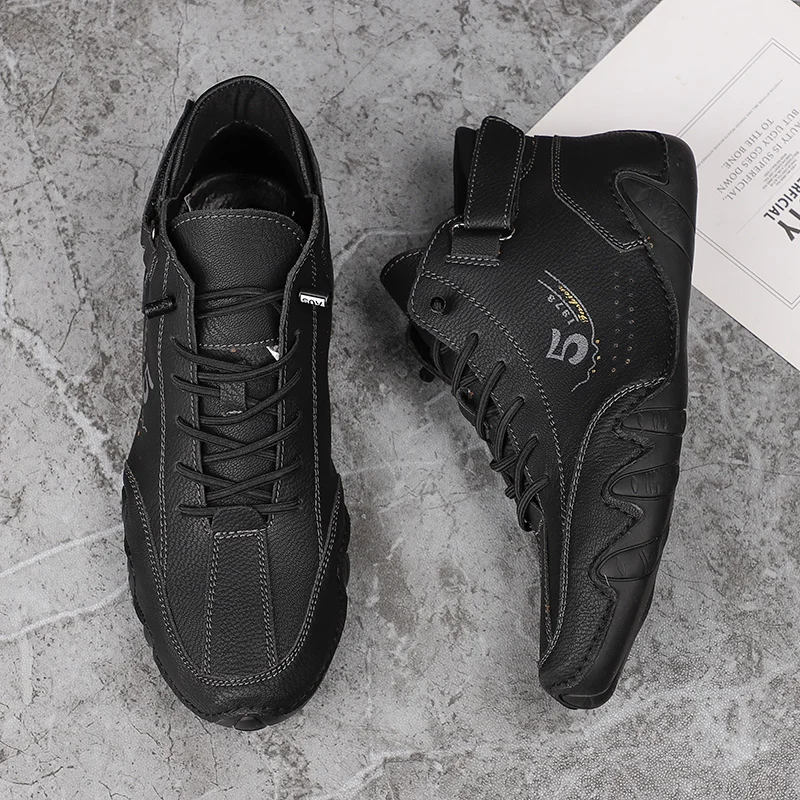 Men's Leather Boots Breathable Leather Men Ankle Boots Outdoor Men's Sneakers
