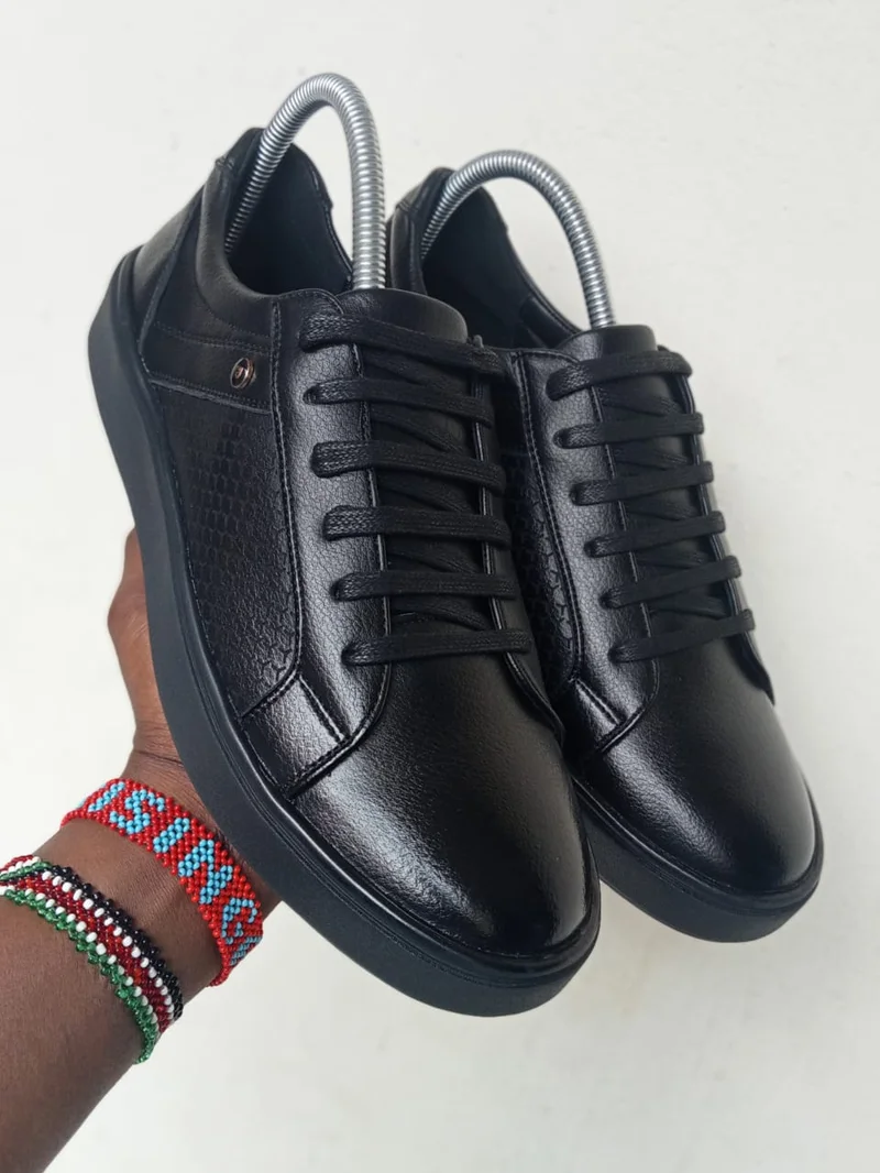 MEN'S LEATHER SNEAKERS-BLACK