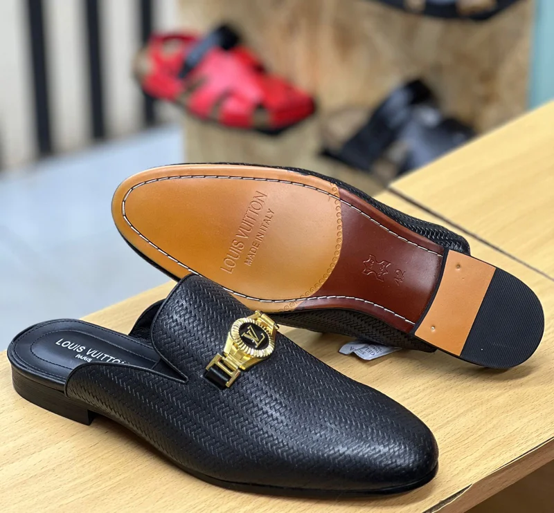 Men's Louis Vuitton LV Black Official Backless Mules