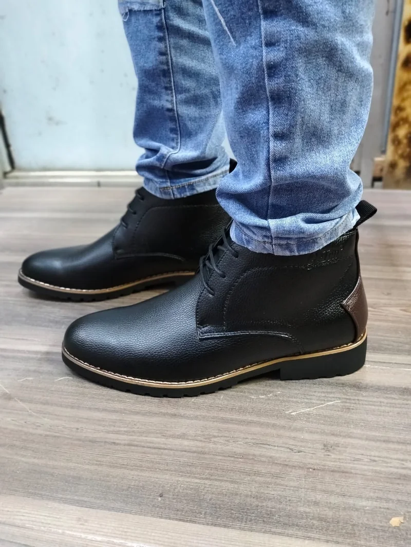 Men's Mid Top Half Boots Lace Up Pure Leather Formal Shoes Oxford