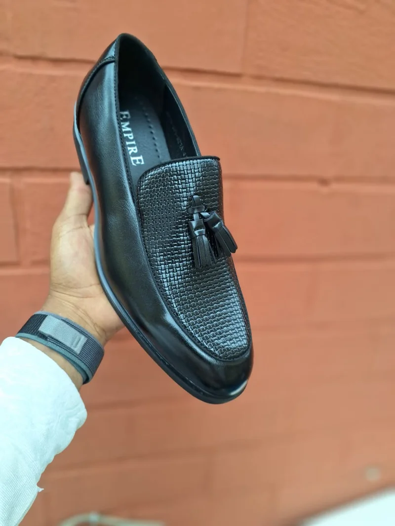 Men's Premium Brown Genuine Leather Tassel Loafers|Official Casual Textured