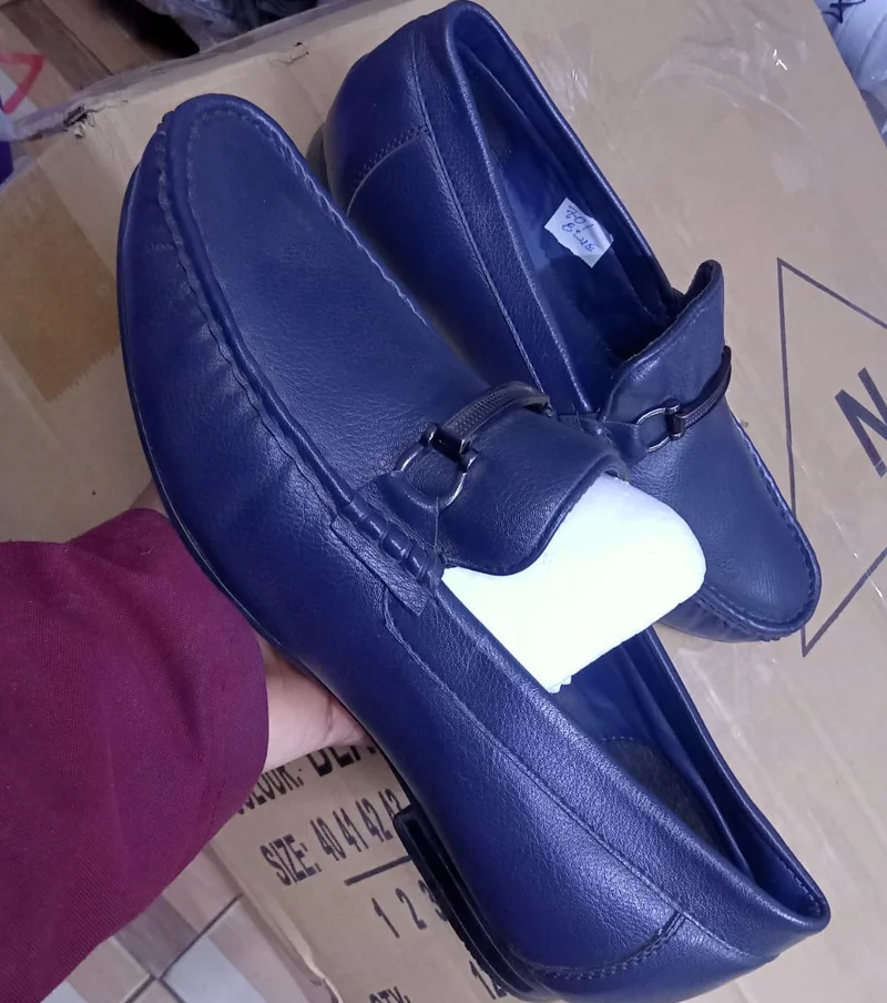 MENS MARCO BENITO SOLID NAVY BLUE LOAFERS SLIP-ON LEATHER DRESS SHOES