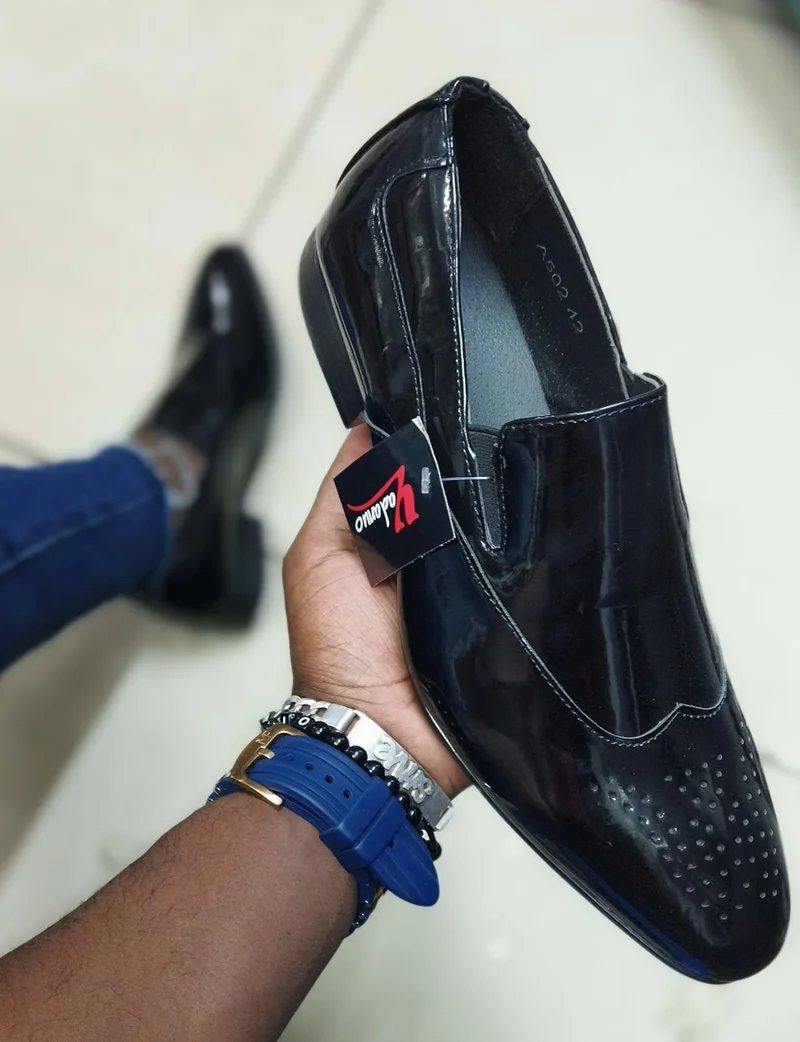 Mens Official "Wet Look" Shoes - Black