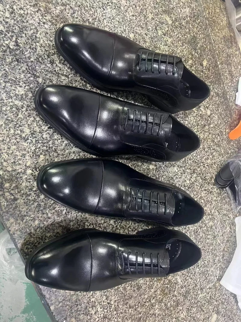 Mens Premium John Foster Lace up Leather Black Official Shoes