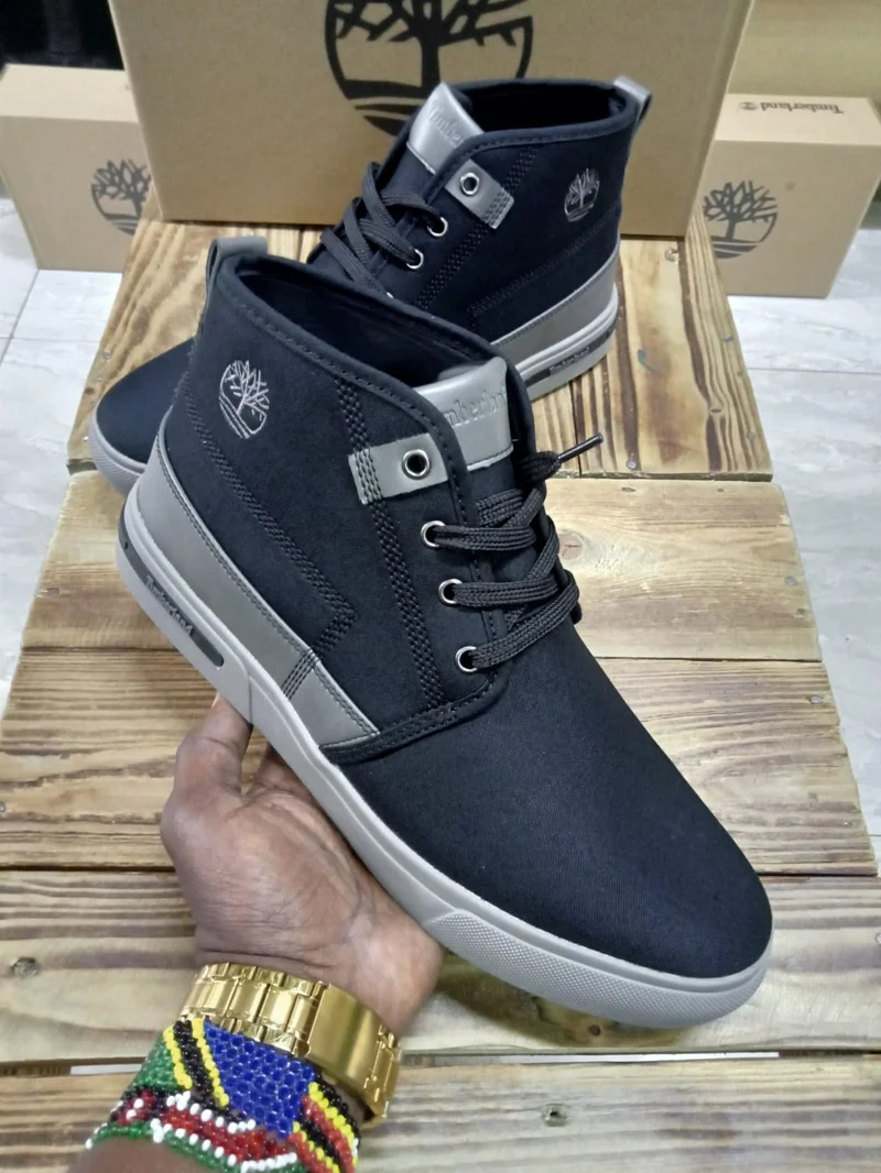 Mens Timberland Casual Boots Leather Laced Shoes Black