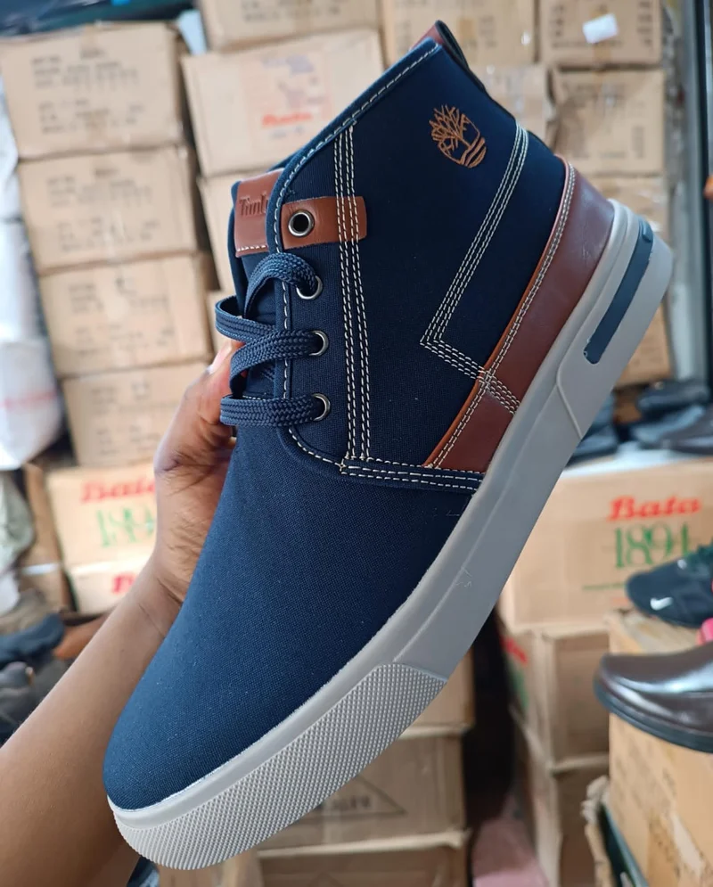 Mens Timberland Casual Boots Leather Laced Shoes Navy Blue