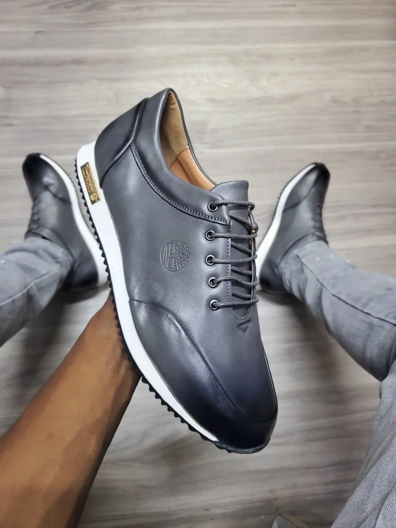Mens Timberland Smart Casual Leather Laced Grey