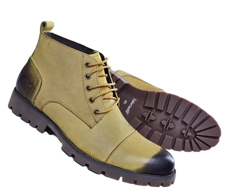 MUTED YELLOW TIMBERLAND MEN’S LEATHER  BOOTS