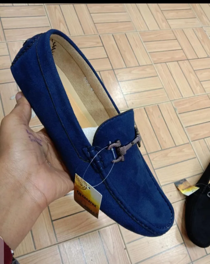 Navy Blue Cacatua Men's Elegant Suede Leather Loafers