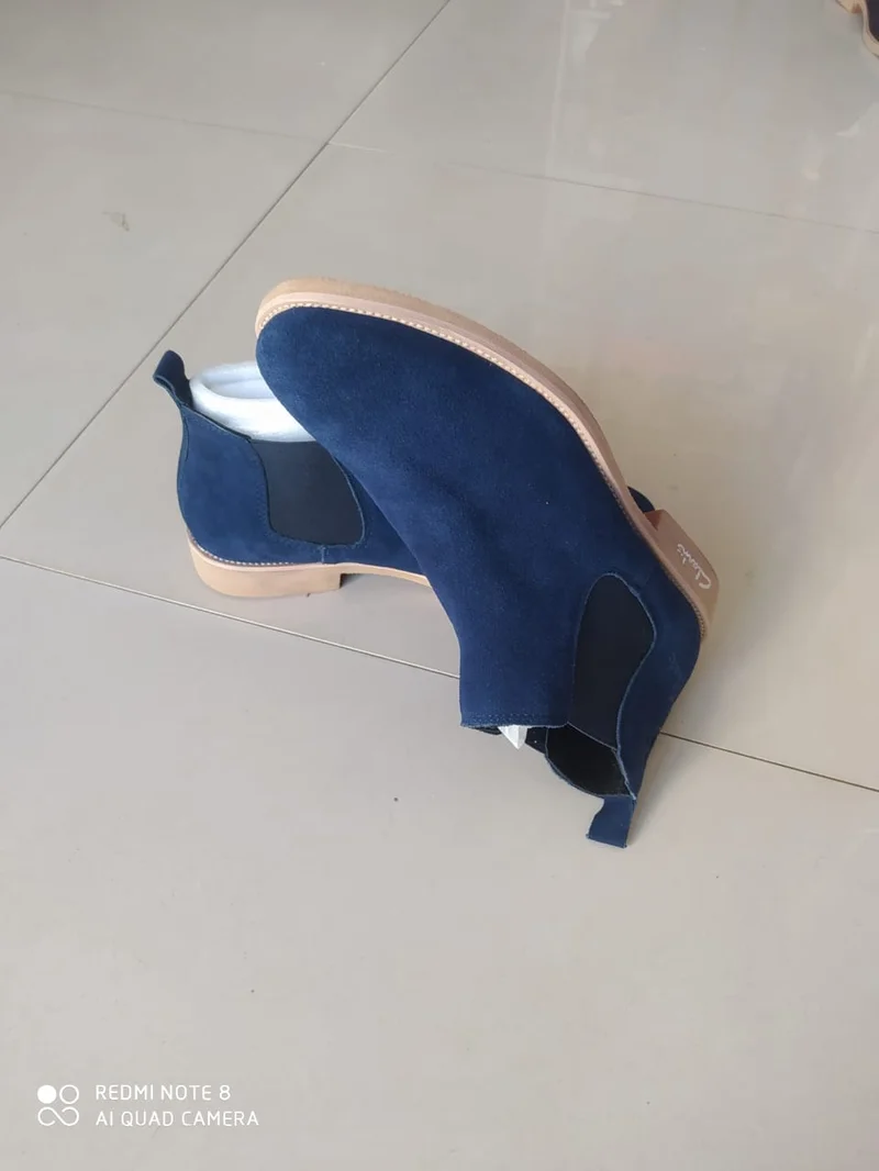 Navy Blue Clarks Chelsea Boots Fashion Men