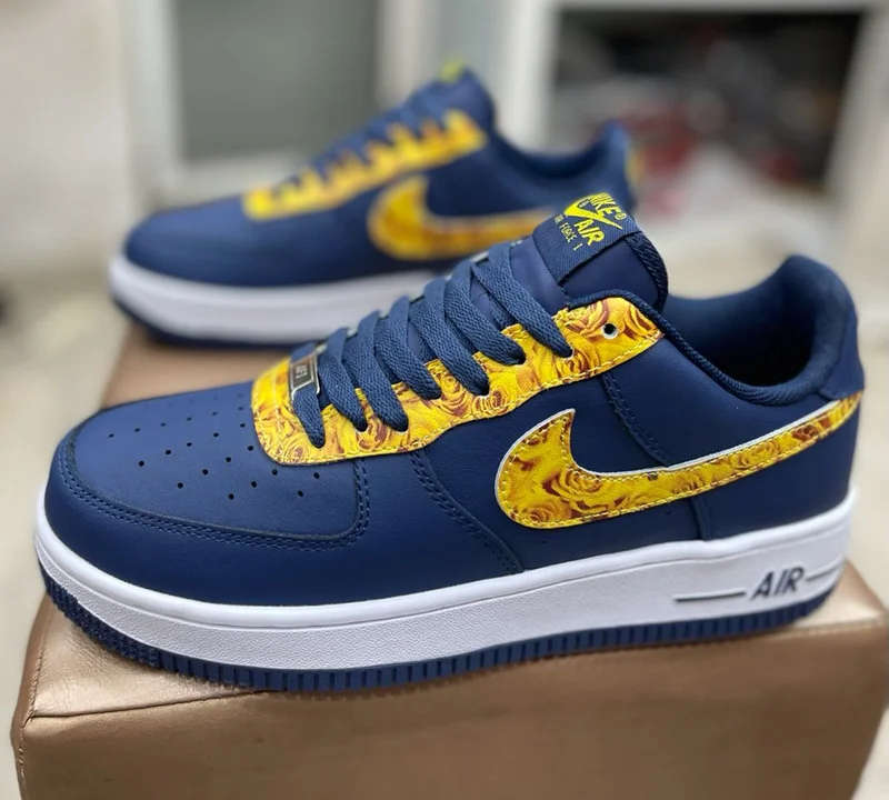 Navy Blue, Gold & White Nike AF1 Custom Air Force 1 Low