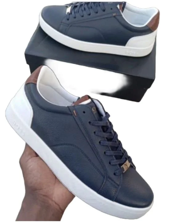 NEVY BLUE  CASUAL HUGO BOSS LEATHER SNEAKERS