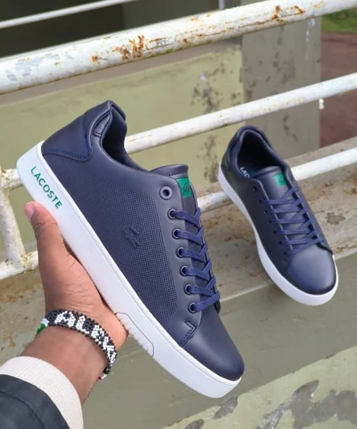 NEVY BLUE  FASHION  LACOSTE  LEATHER SNEAKERS
