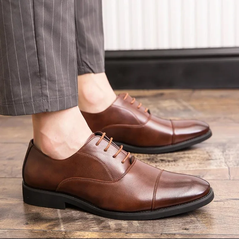 New Mens official Round Toe Lace-up Brown Men Formal Shoes