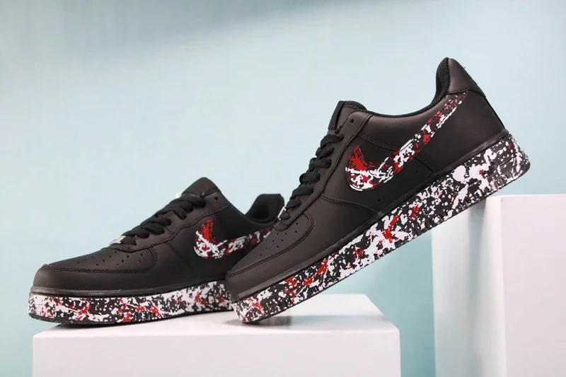 Nike Air Force 1 Low Black Red “Splatter Paint”