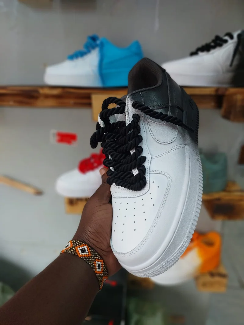 Nike Air Force 1 Low Customized with Chunky Laces Black
