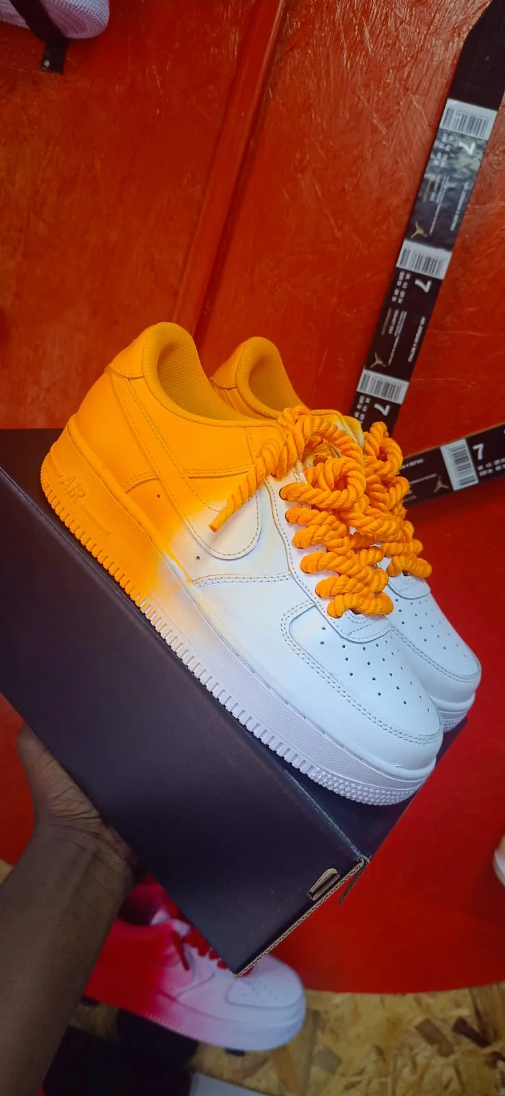 Nike Air Force 1 Low Customized with Chunky Laces Yellow