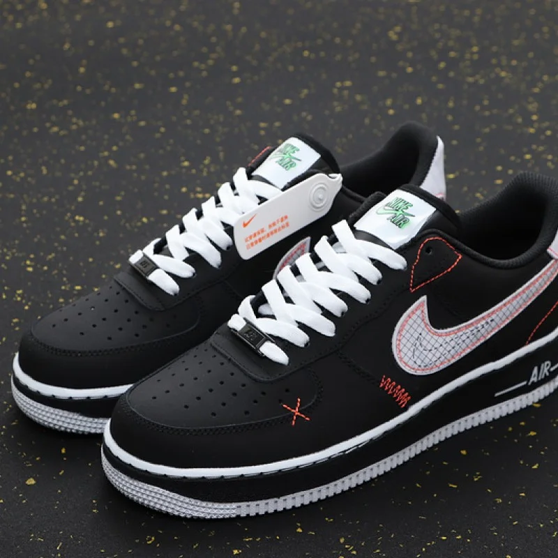 Nike Air Force 1 Low Schematic Black White Bright Crimson