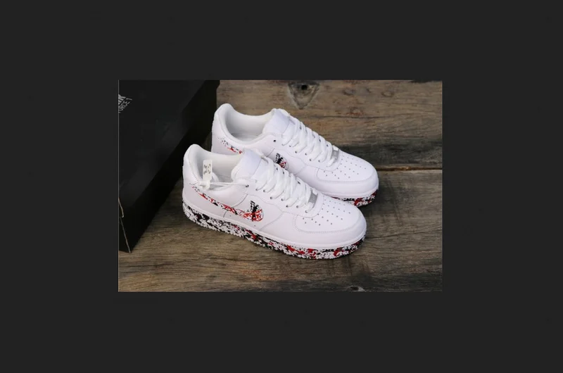 Nike Air Force 1 Low Splattered  Patinted Custom White Red