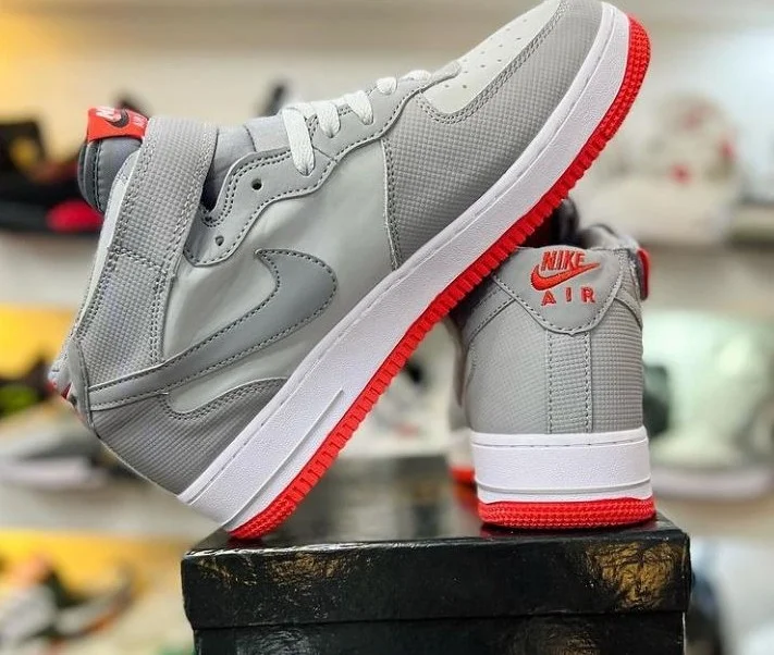 Nike Air Force 1 Mid 07 Grey Bright Crimson