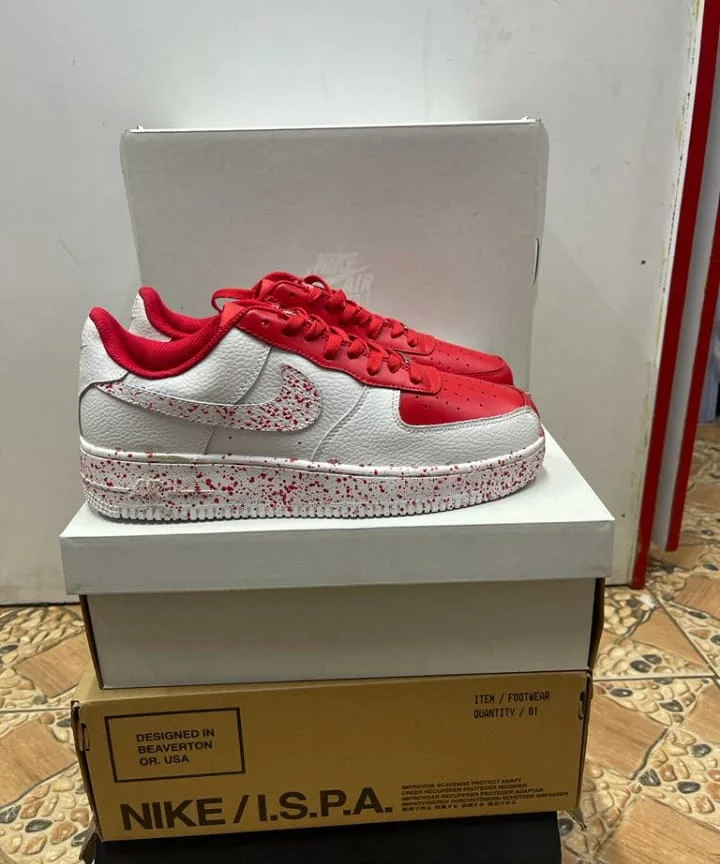 Nike Air force 1 Red & White Low Split Sneakers