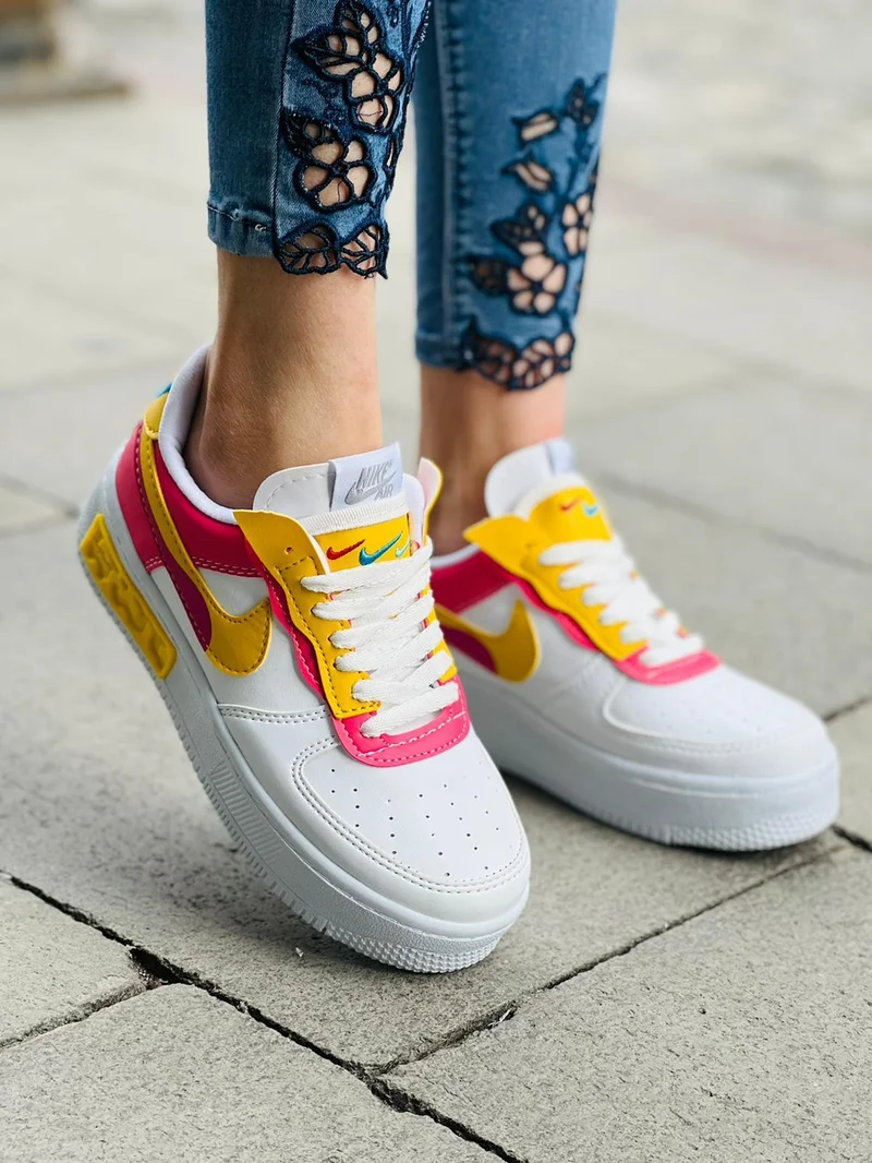 Nike Air force 1 Shadow React White Pink Yellow sneakers