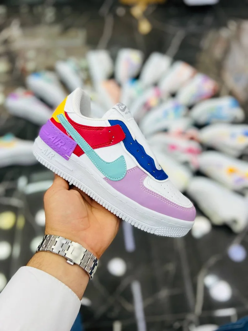 Nike air force 1 shadow white Pink Blue Red sneakers