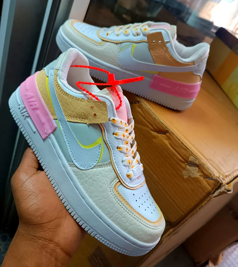 Nike Air force 1 Shadow White Yellow Pink