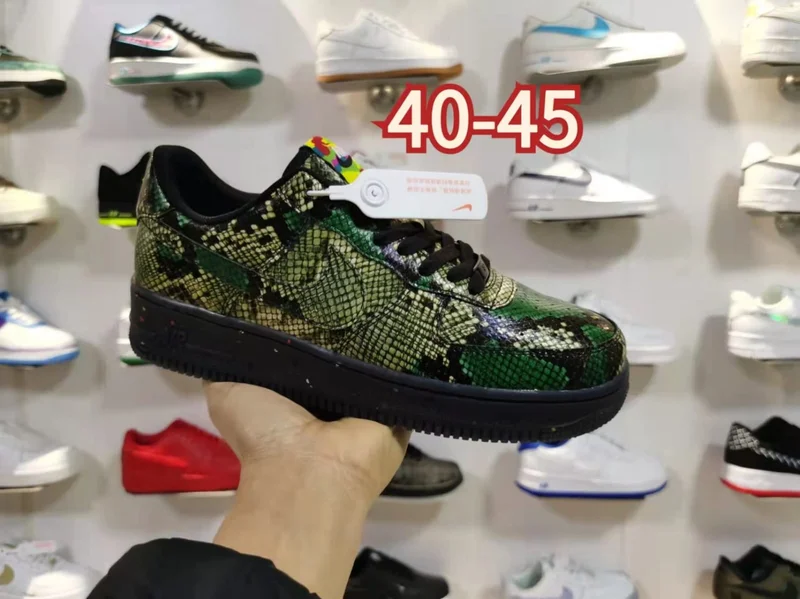 Nike Air Force 1 Snakeskin Green Black Sneakers Skateboarding shoes