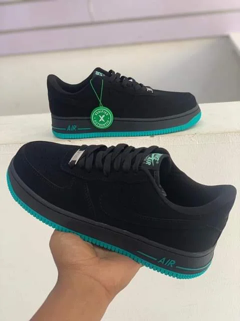 Nike Air force 1 Suede Black and Blue Sneakers