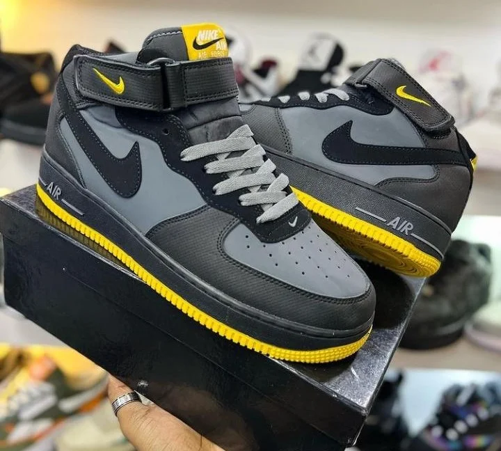 Nike Air force Men's Sneakers 1 Mid Grey Yellow