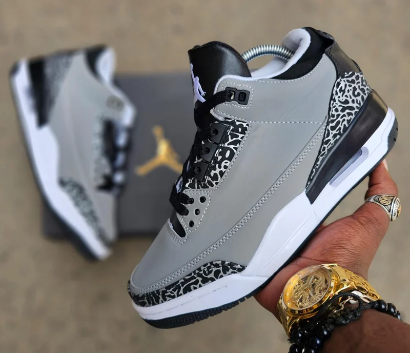 Nike Air Jordan 3 Retro Sneakers-Wolf Grey Metallic