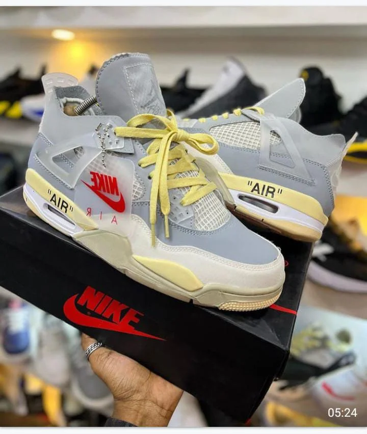 Nike Air Jordan 4 Cool Grey/ Yellow Sneakers