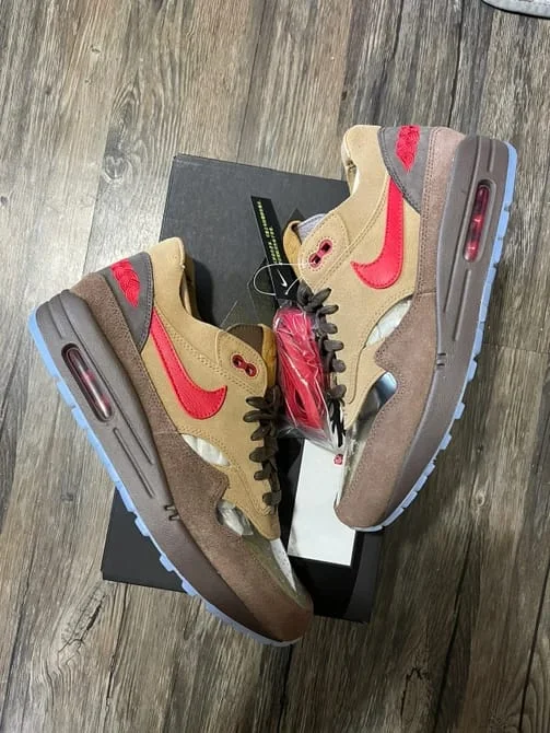 Nike Air Max 1 CLOT Kiss of Death CHA Rocky Tan Sport Red