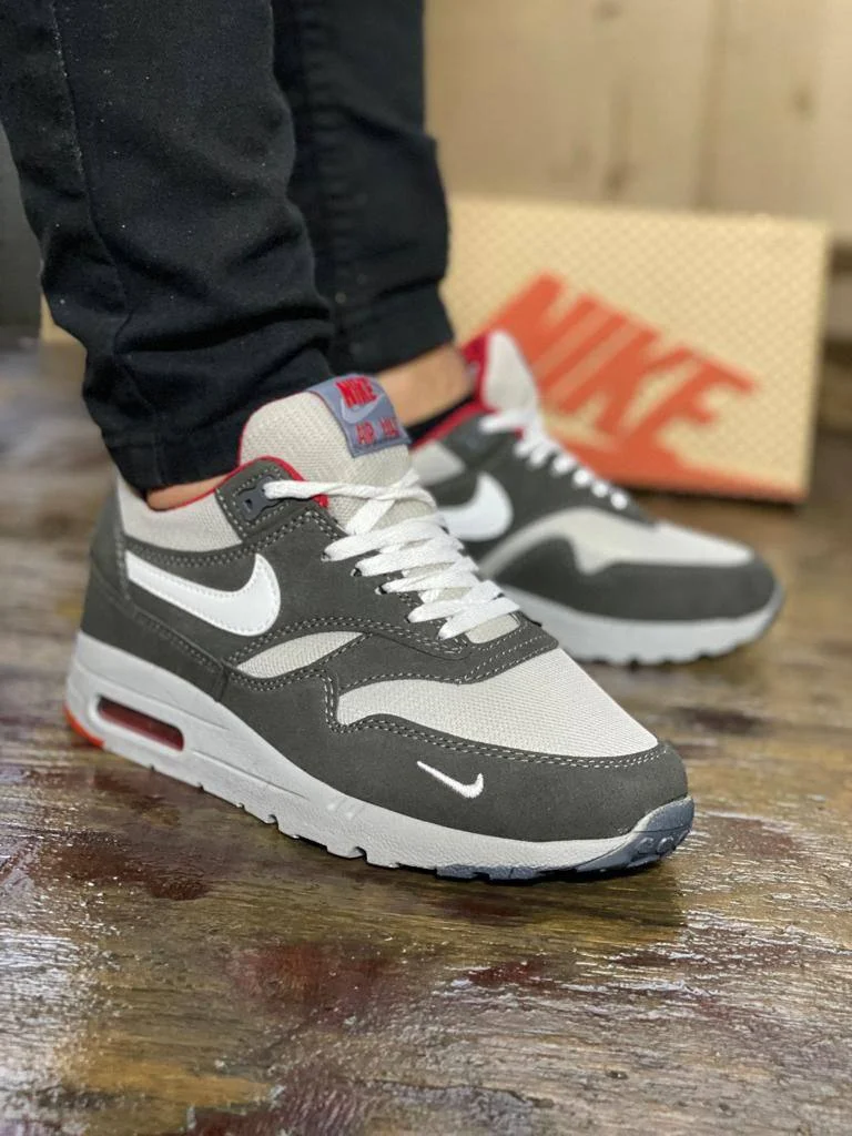 Nike Air Max 1 White Grey Leather Sneakers