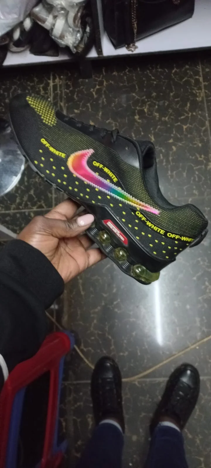 Nike Air Max 1915 Off White Black and Yellow Woven Air Cushion Sleek Sneakers