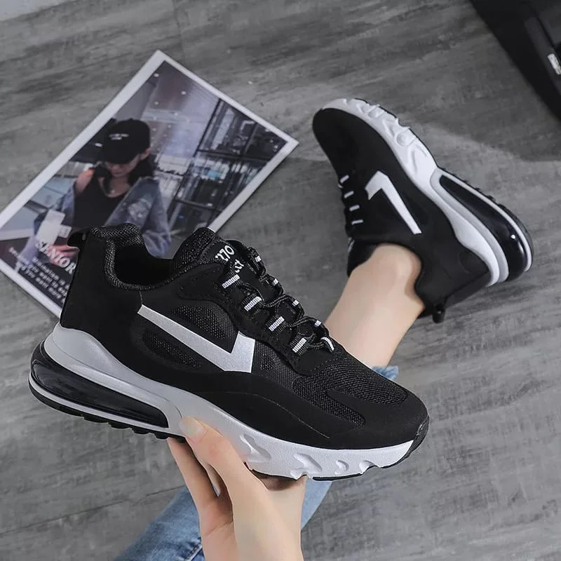 Nike Air Max 270 React Black And White Breathable running Sneakers