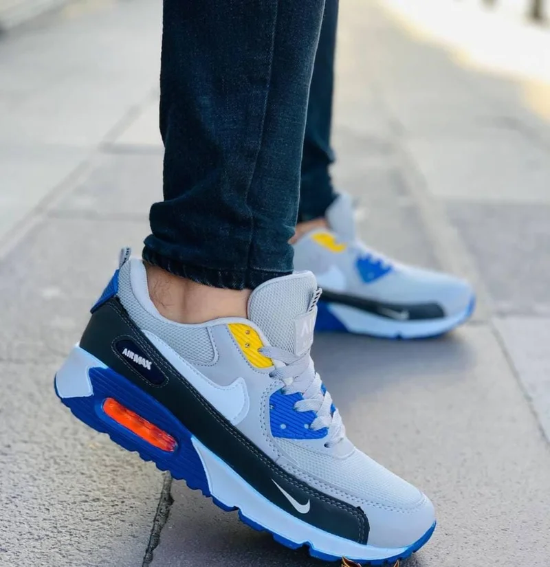 Nike Air Max 90 Grey/ Black/ Blue Sneakers Skateboarding Shoes