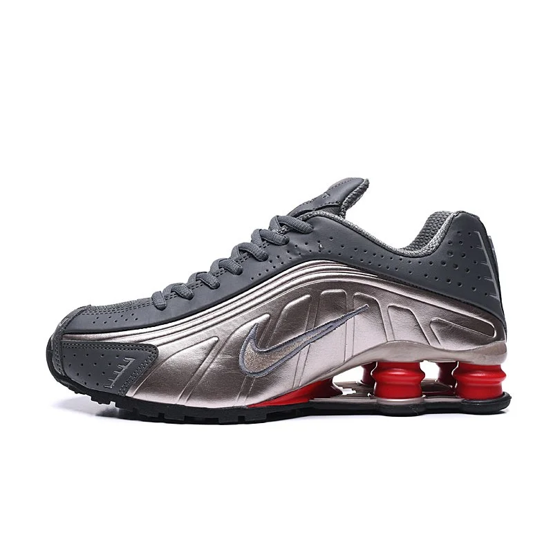 Nike Air Shox R4 Anthracite Bronze Red Trainers Running Shoes - ReactRun