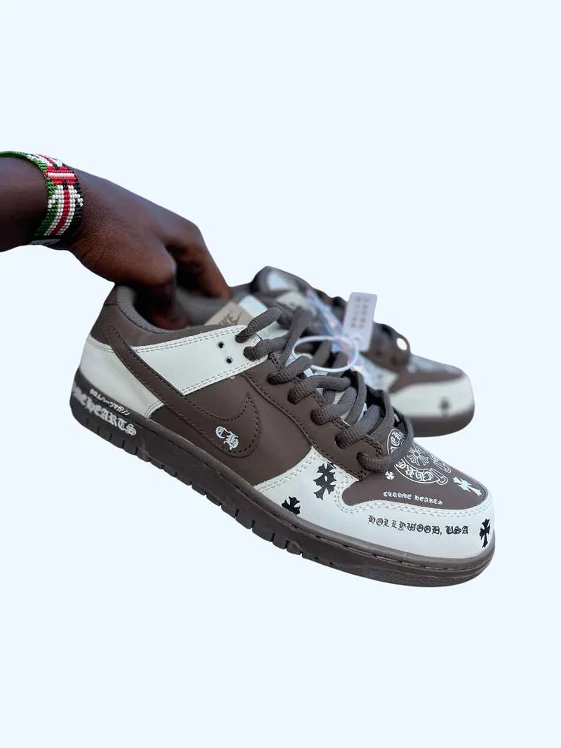 Nike Dunk Low SB Chrome Hearts Custom Sneakers – Brown White