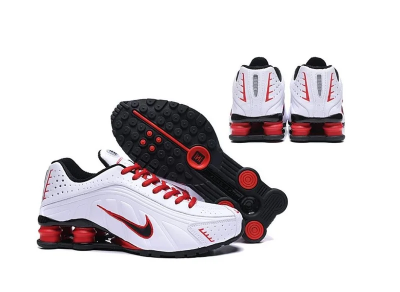 Nike Shox R4 301 White Red Men Retro Running Shoes