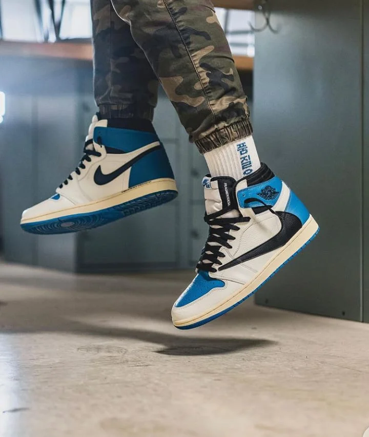 Nike x Travis Scott x Fragment Design Jordan 1 High OG SP Military Blue High Top