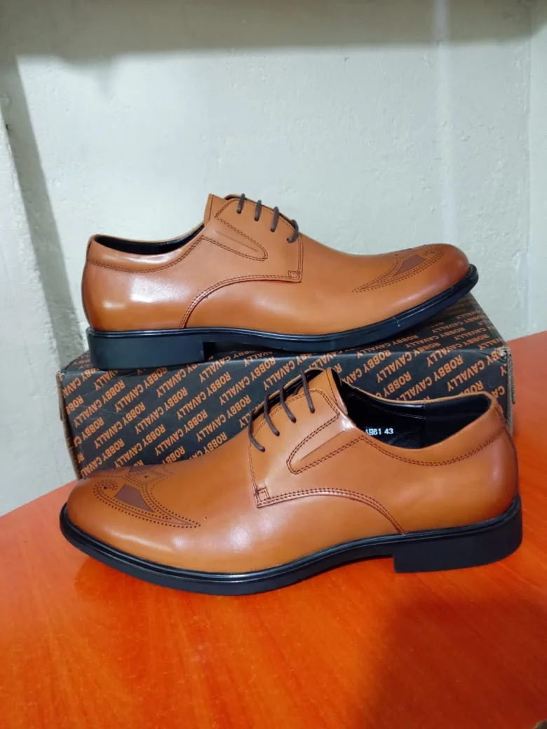 Nobby Cavalli Mens Premium Leather Shoes Brown Mustard Lace up Official Shoes